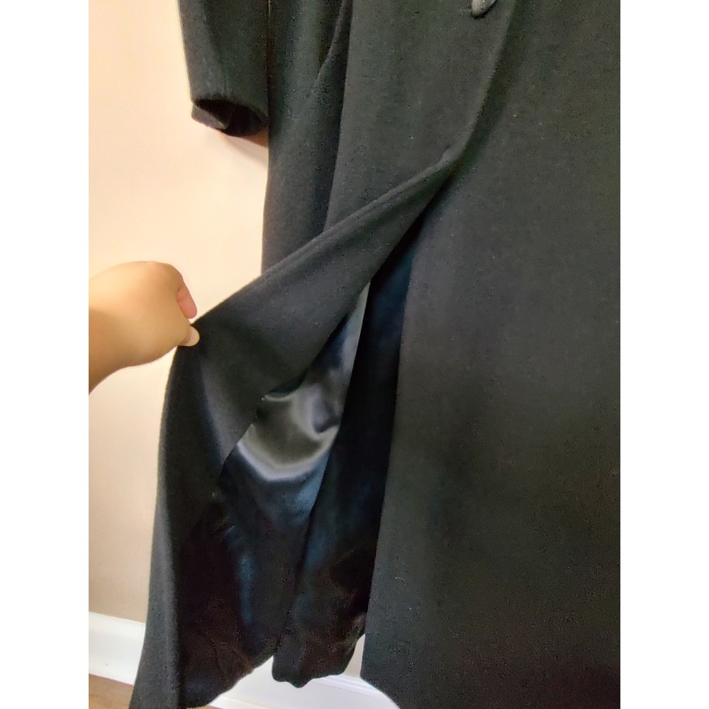 Talbots Black Wool Cashmere Blend Maxi Long Coat Made in USA Womens 12 Button - Picture 4 of 9